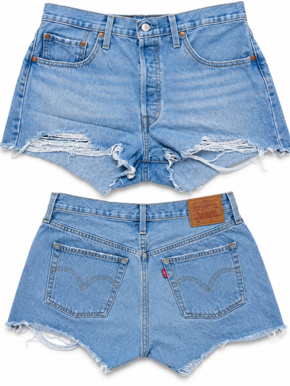 Levi’s Premium 501 High Rise Distressed Denim Shorts W32 Light Wash